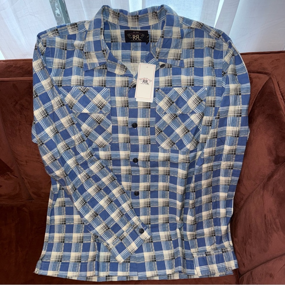 RRL Chamois Northwest Camp Shirt - Blue/Multi